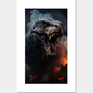 scary t-rex screaming Posters and Art